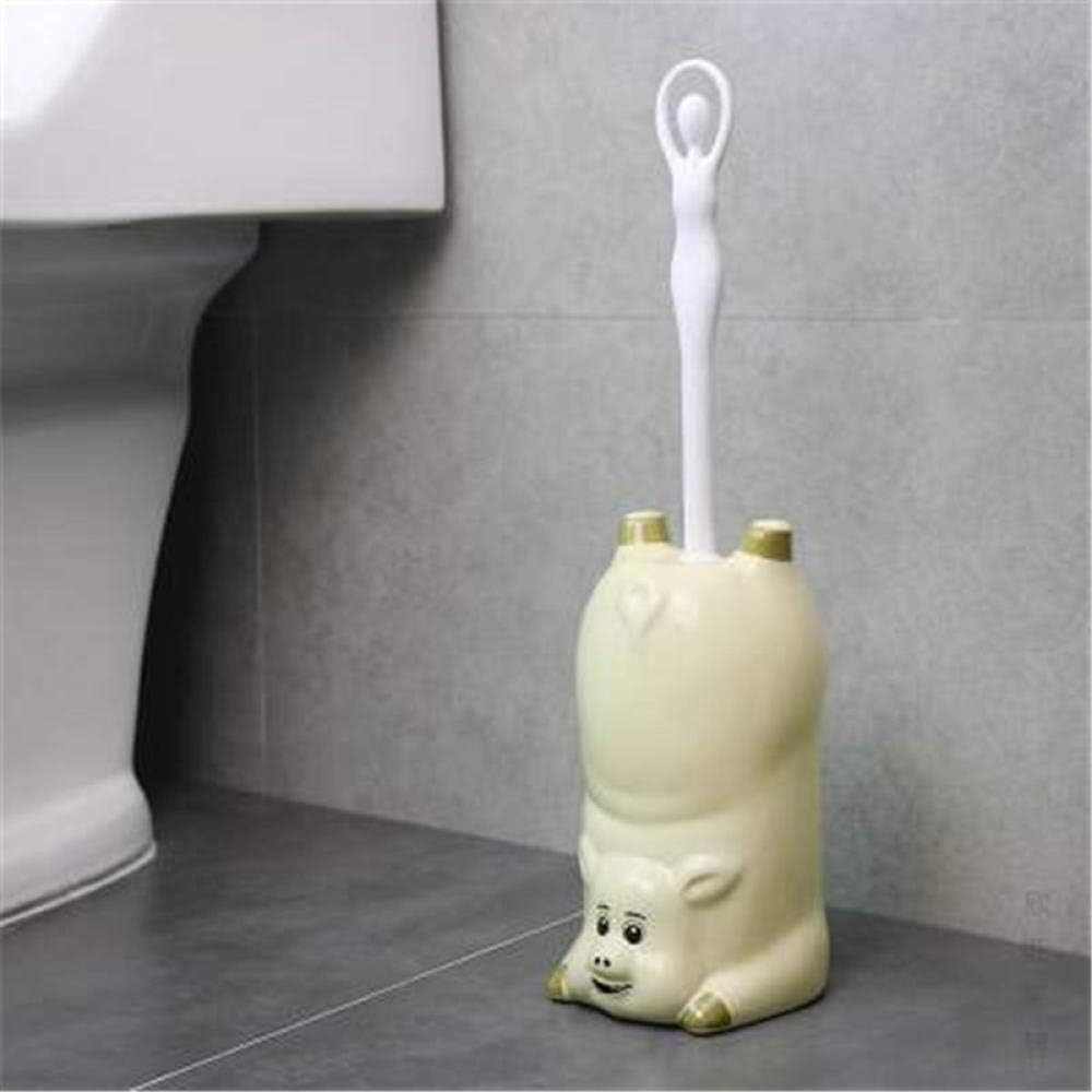 Brush Toilet BrusToilet Brush Holder Set Ceramic Bathroom Cleaning Tools Toilet Brush with Long Handle Cute Cartoon Pig Four Colors Floor Type-Blue Commemoration Day