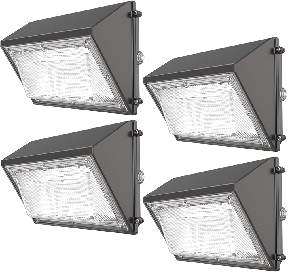 120W 4Packs LED Wall Pack Light with Dusk-to-Dawn Photocell, Ideal Outdoor Security Lighting Commercial and Industrial LED Wall Lights for Parking lot Garage Warehouse Factory ETL Listed