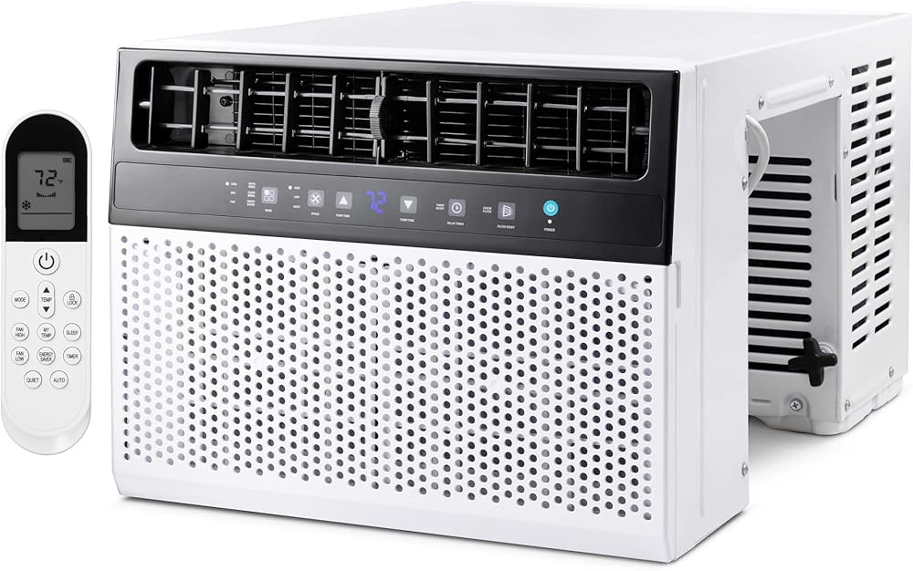 ZAFRO 12000BTU Window Air Conditioner U-Shaped Cools 550 Sq.Ft., Ultra Quiet Energy-Efficient Cooling, With Remote Control, White