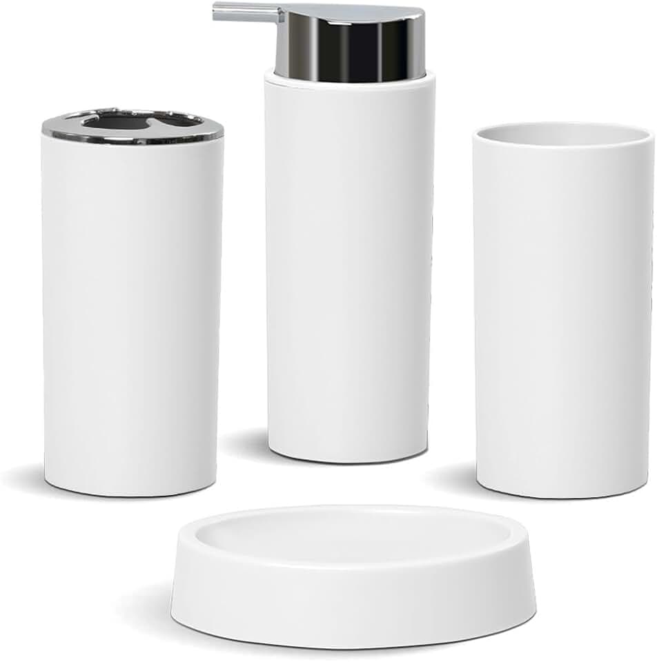 Bathroom Wash Set Mouthwash Cup Toothbrush Holder Soap Box Bathroom Four-Piece Set(Black)