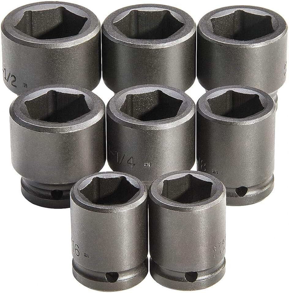 Impact Socket Set, 3/4in Drive, 8pcs.