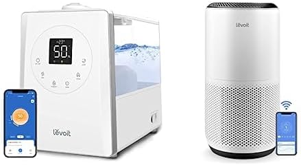 LEVOIT LV600S Smart Warm and Cool Mist Humidifiers for Home Bedroom Large Room, White & Air Purifiers for Home Large Room, H13 True HEPA Filter, Alexa Control, White
