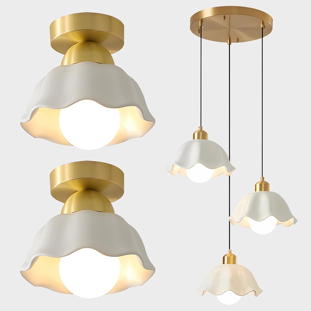 3 Light Pendant Light Minimalist Style Ceiling Hanging Lamp and Modern Semi Flush Mount Ceiling Light Fixture for Hallway Entryway Bathroom