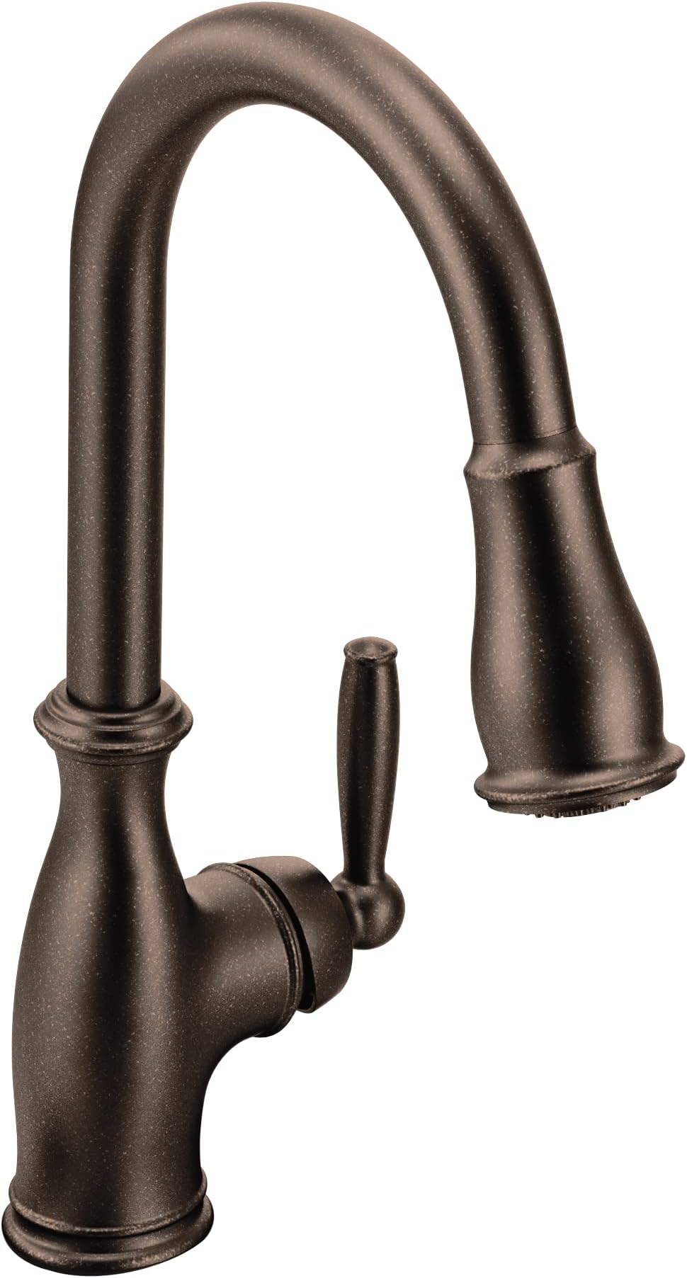 Moen Brantford Oil Rubbed Bronze One-Handle Pulldown Kitchen Sink Faucet Featuring Power Boost and Reflex Retractable Docking System, Traditional Kitchen Faucet with Sprayer, 7185ORB
