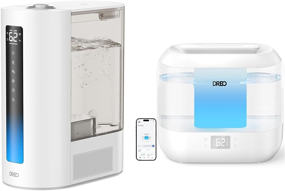 Dreo 6L Humidifiers for Bedroom and Large Room, Cool & Warm Mist Humidifier & Smart Humidifier, Cool Mist Humidifiers for Bedroom, Quiet 4L Top Fill Ultrasonic Humidifiers