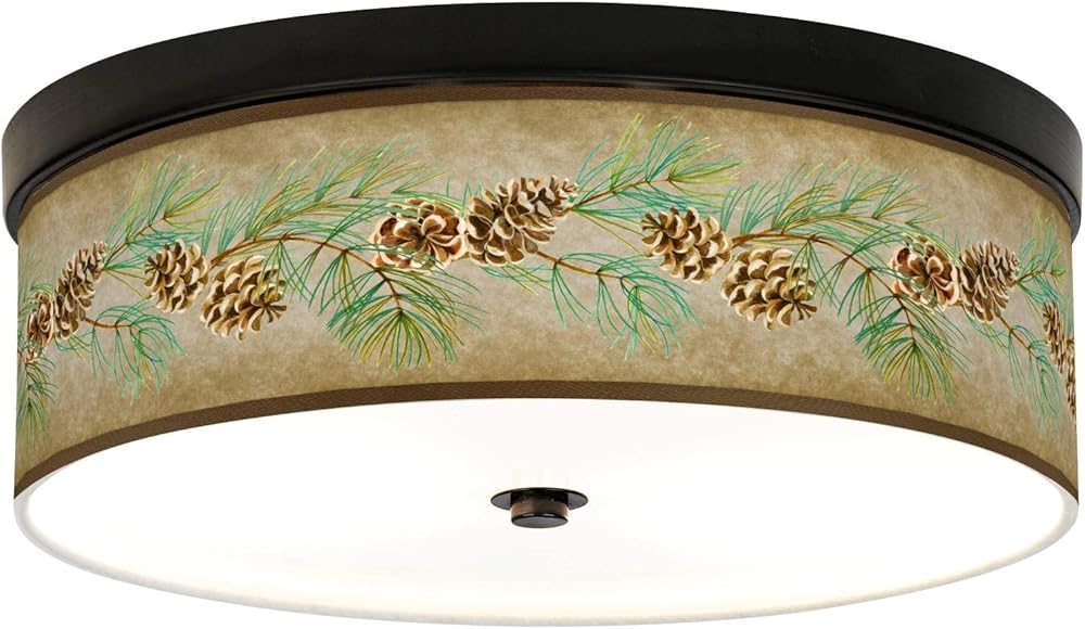 Cone Branch Giclee Energy Efficient Bronze Ceiling Light with Print Shade