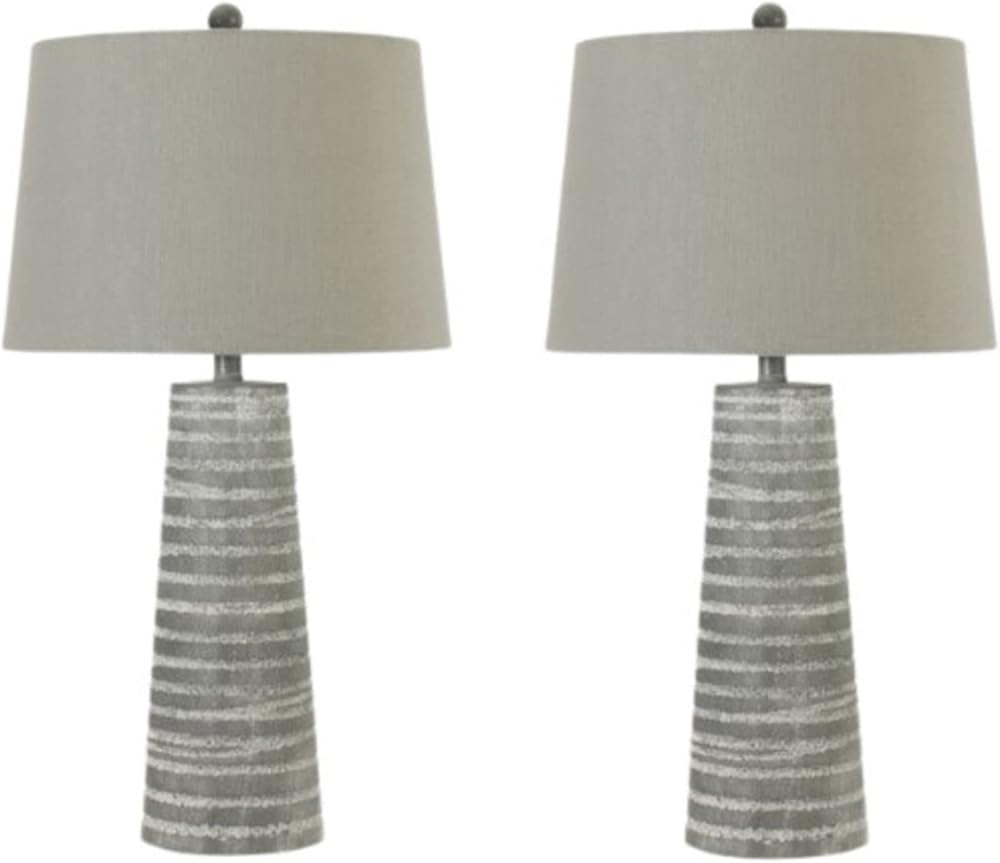 Cory Martin Fangio Lighting's 6299-2PK 28in Casual Grey Resin Table Lamp with Decorator Shade