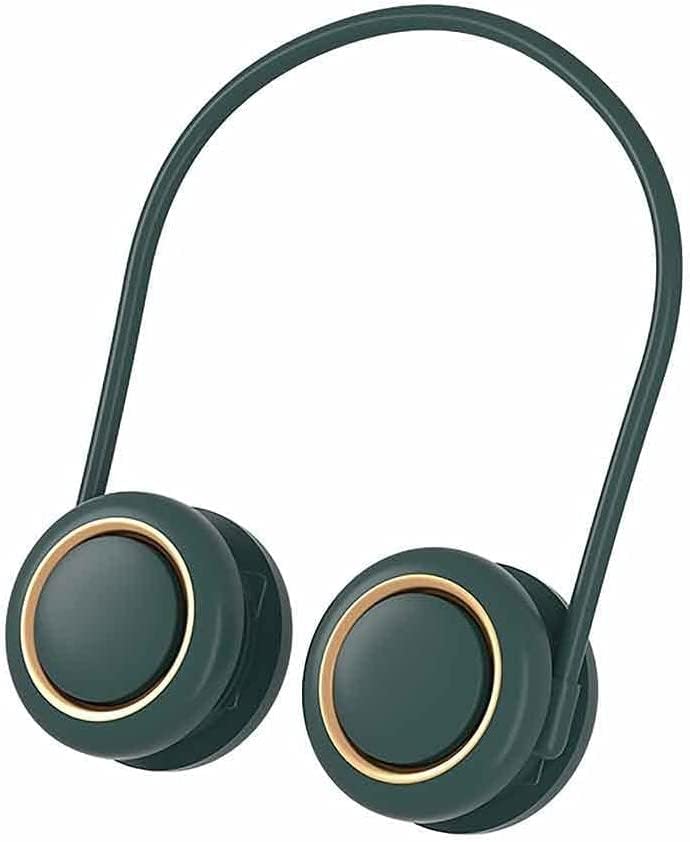 Neck Hanging Cooling Fan USB Rechargeable 3 Speed Portable Bladeless Cooler Summer Outdoor Travel Radiator Air Cooler Fan，Hanging Neck Small Fan (Color : Green)