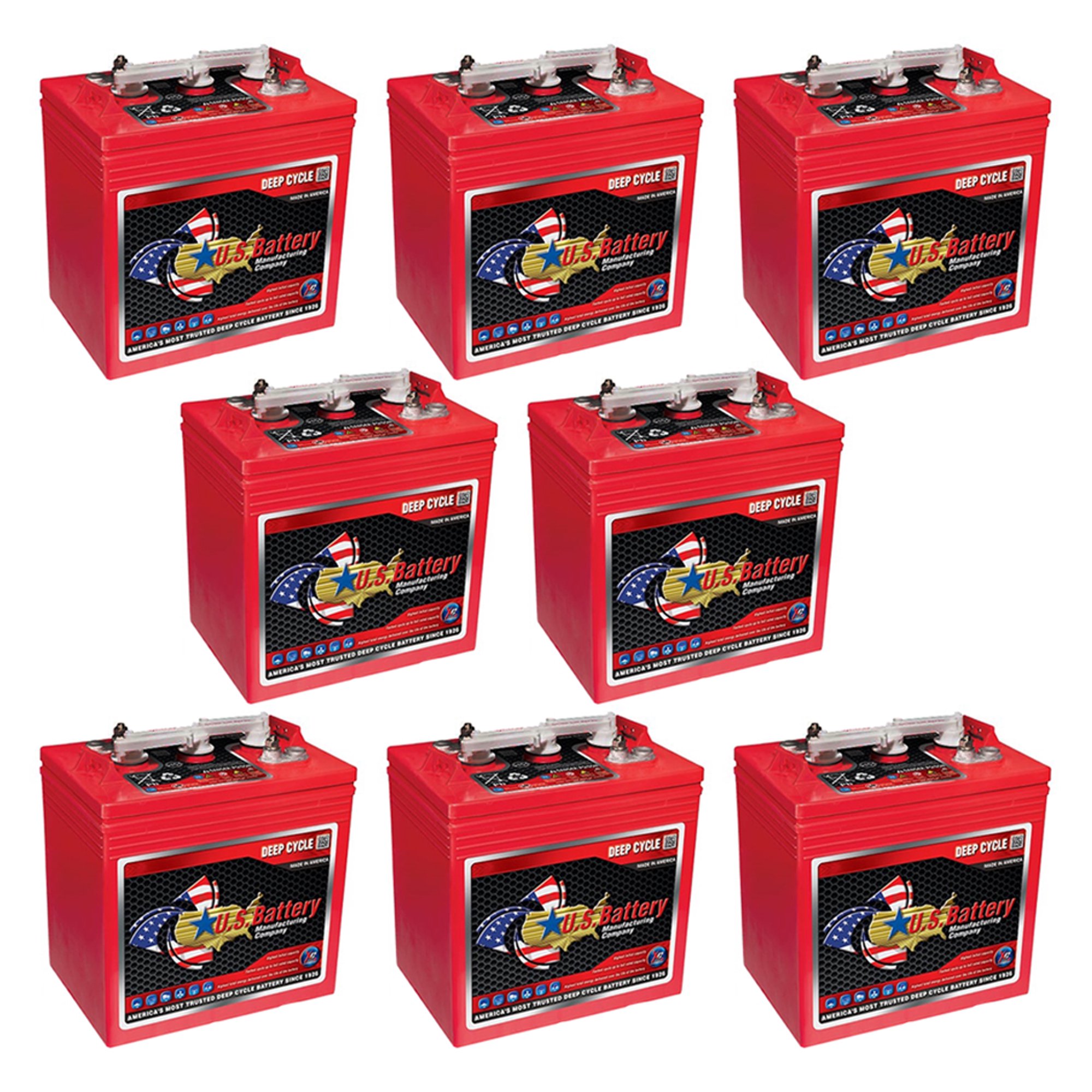 US Battery US145 T145 6 Volt, 250 AH Deep Cycle Battery - 8 Pack