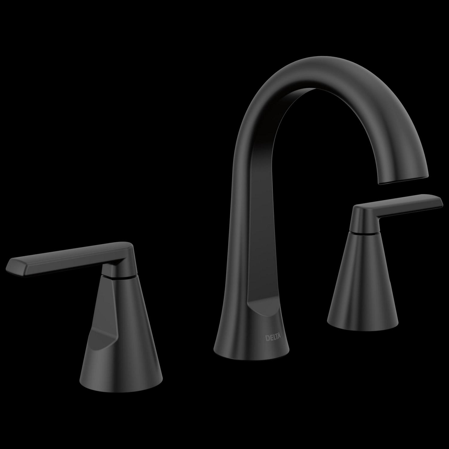 Delta Sparrow Matte Black Widespread 2-handle WaterSense Bathroom Sink Faucet with Drain