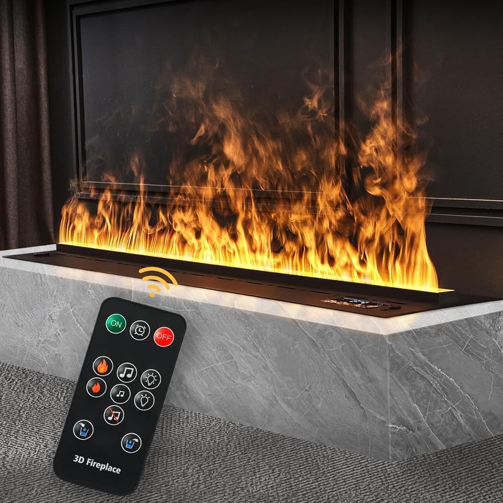 31.49 inch Water Vapor Fireplace 3D Atomized Flame Dimmable Fireplace,Recessed Electric Steam Fireplace with Remote Control,Water Control,Cracking Sound & 5ft Power Cords