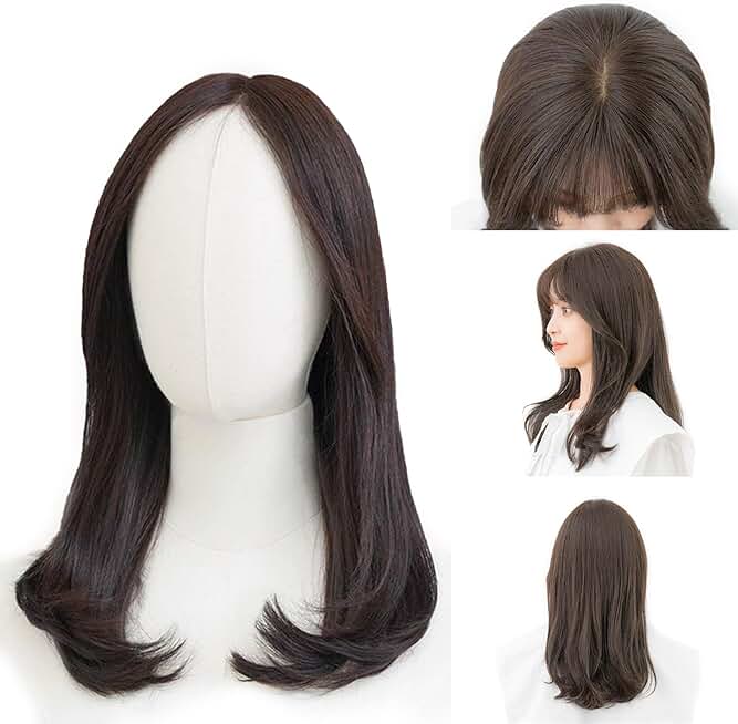 Base Wig Human Hair Mix handmade wig for asian women(Japanese popular medical wig) (S, Dark Brown)