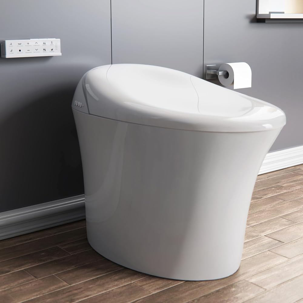 ELLAI Smart Toilet Comfort Height Elongated Intelligent toilet with Auto Open/Close Lid, One Piece Toilet with Bidet Build in and Warm Seat, Auto Flush in 1.28-GPF, White