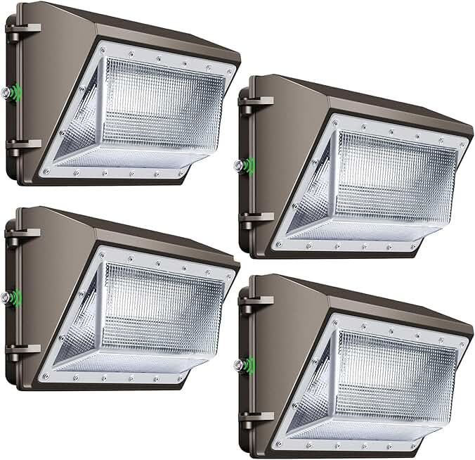LEDMO LED Wall Pack Light 120W 5000K Flood Light with Dusk to Dawn Photocell Security Lights 16200lm 840W HPS/HID Equivalent Outdoor Lights for Yard, Garage, Stadium 4 Pack