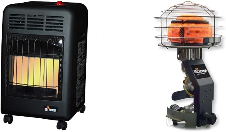 Mr. Heater MH18CH Radiant Cabinet LP Heater,Black & Original 540-Degree 45,000 BTU Tank Top Radiant Propane Heater,chrome,Silver