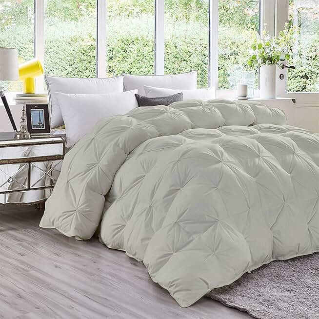 Silver Down Alternative Pinch Pleated Comforter- Large Oversized King Plus 136 x 120 Inches 1 Piece All-Season Duvet Insert, 500 GSM with Corner Tabs 100% Egyptian Cotton- (Silver Solid)