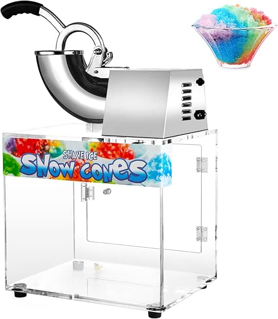 48L Snow Cone Machine, 500LB/H Commercial Shaved Ice Machine, 300W Electric Ice Shaver Machine, Suitable for Party Activities, Family Gatherings, Events