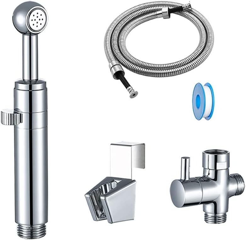 NMZAW-86 Chrome-Plated Bathroom Bidet Faucet Multi-Purpose Spray Cleaner Adjustable Water Flow Handheld Toilet Sprayer Kit