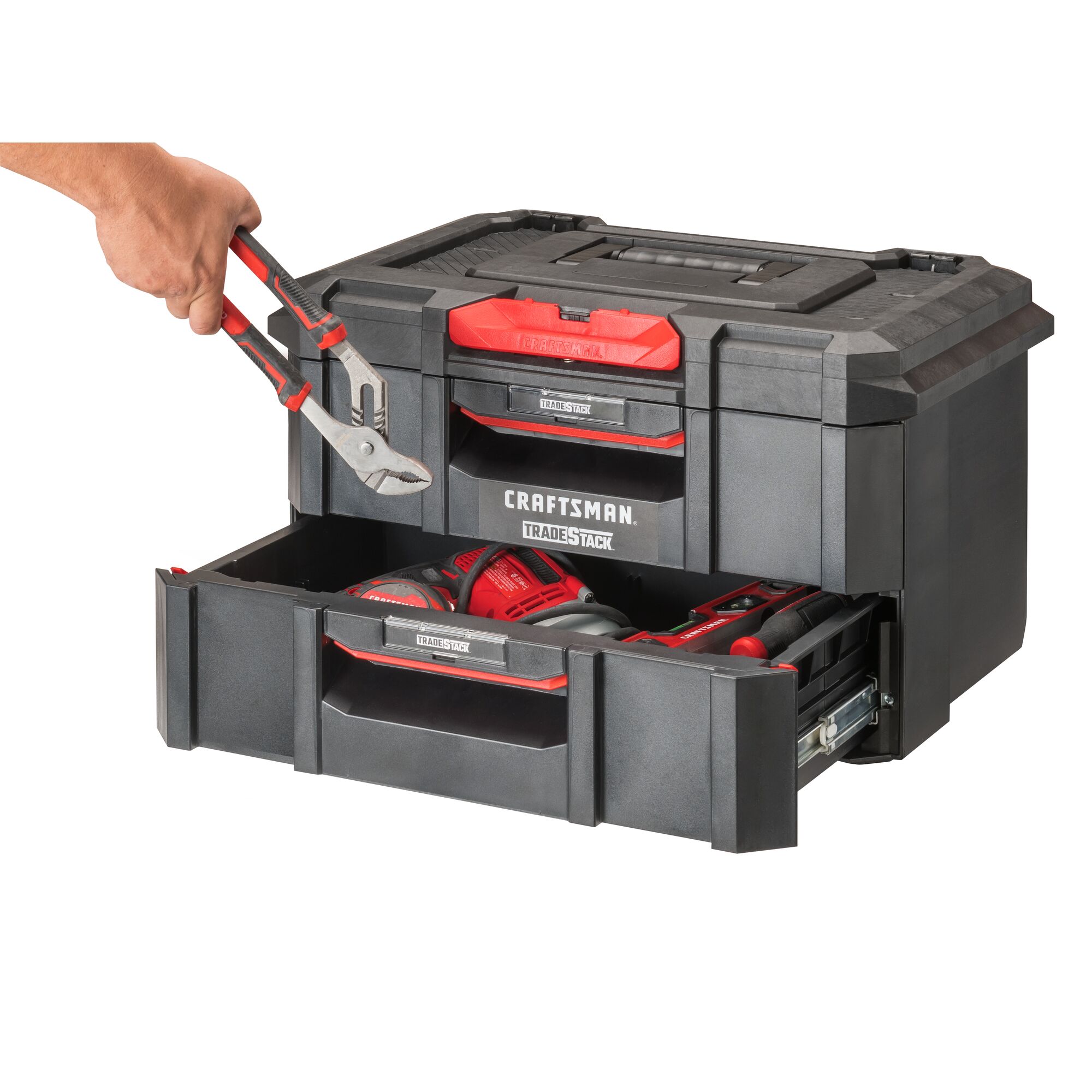 CRAFTSMAN TRADESTACK System 21.45-in Ball-bearing 2-Drawer Multiple Colors/Finishes Structural Foam Tool Box