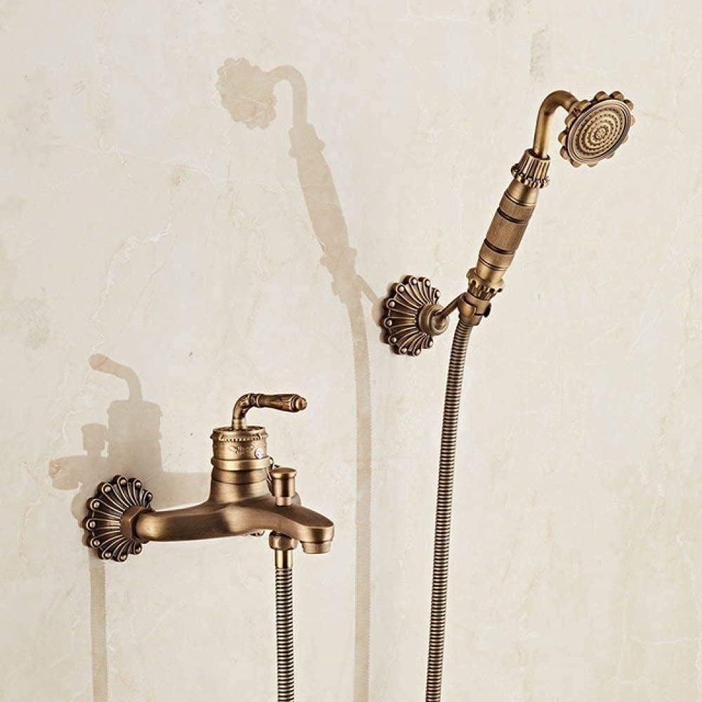 Handshower Antique Retro Bathroom Shower Faucets Copper Brass Luxury Shower Set with Handheld Shower Antique Bathtub Faucets Wall Mount Antique Antique Decoration