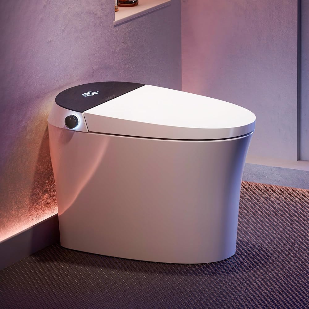 Smart Bidet Toilet, Smart Toilet with Bidet Built in, Pump-assisted Flush, Foot Sensor Operation, Warm Water, Heated Seat, Air Dryer, Digital Display (TC-100GE)