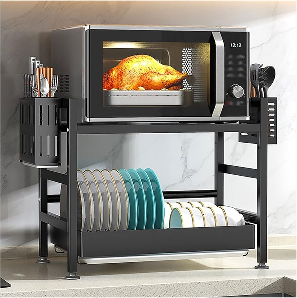 Microwave Oven Rack Microwave Oven Rack Microwave Stand Spice Organizer Shelf Dish Rack for Kitchen Storage 2 Tier Black Kitchen Storage Rack