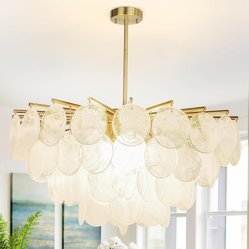10-Light Modern Cloud Glass Chandelier, 31.5