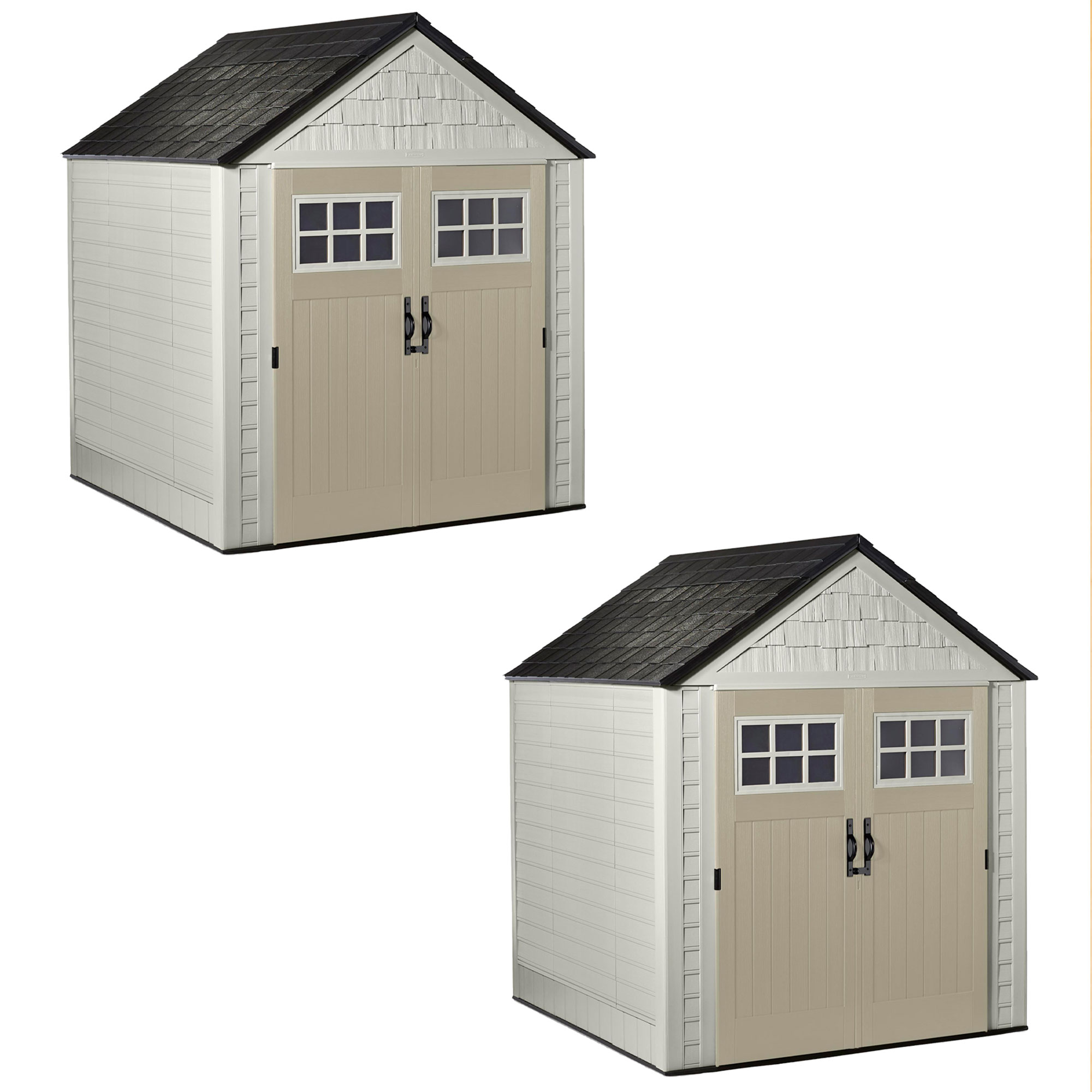 Rubbermaid 7x7 Ft Durable Weatherproof Resin Outdoor Storage Shed, (2 Pack)