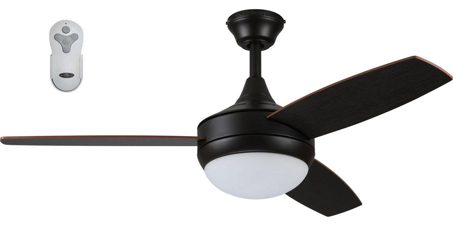 Harbor Breeze Beach Creek 44-in Bronze Integrated LED Indoor Downrod or Flush Mount Ceiling Fan with Light and Remote (3-Blade)