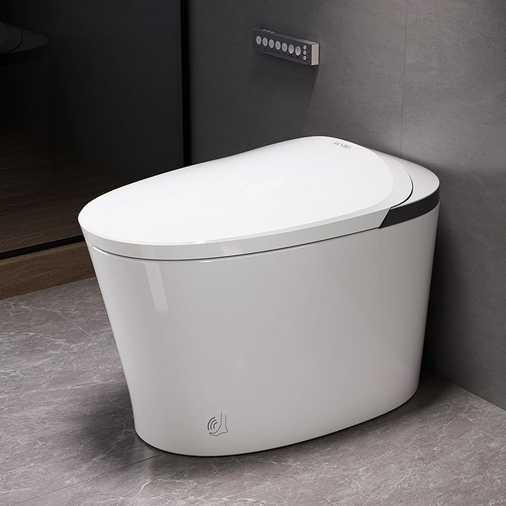 Smart Toilet Auto/Open Close Lid, Smart Bidet Toilet with Booster Pump, Auto Powerful Flush, Heated Seat,Warm Water, Air Dryer, Deodorization, Modern Smart Toilets for Bathrooms, White, Y001ZP