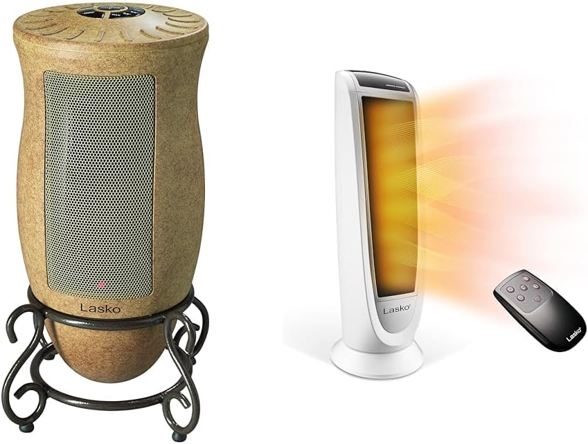 Lasko Oscillating Designer Series Ceramic Space Heater for Home with Adjustable Thermostat & Oscillating Digital Ceramic Tower Heater for Home with Overheat Protection