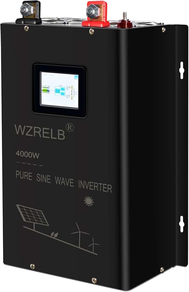 Split Phase 4000W 48V DC Pure Sine Wave Inverter 120VAC 240VAC Output, 4 ac Outlets,AC Hardwire Terminal,LCD Display