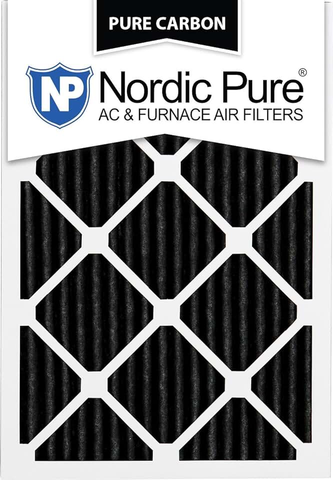 Nordic Pure 8x20x1 (7 11/16 x 19 11/16 x 3/4) Pure Carbon Pleated Odor Reduction Furnace Air Filters 24 Pack