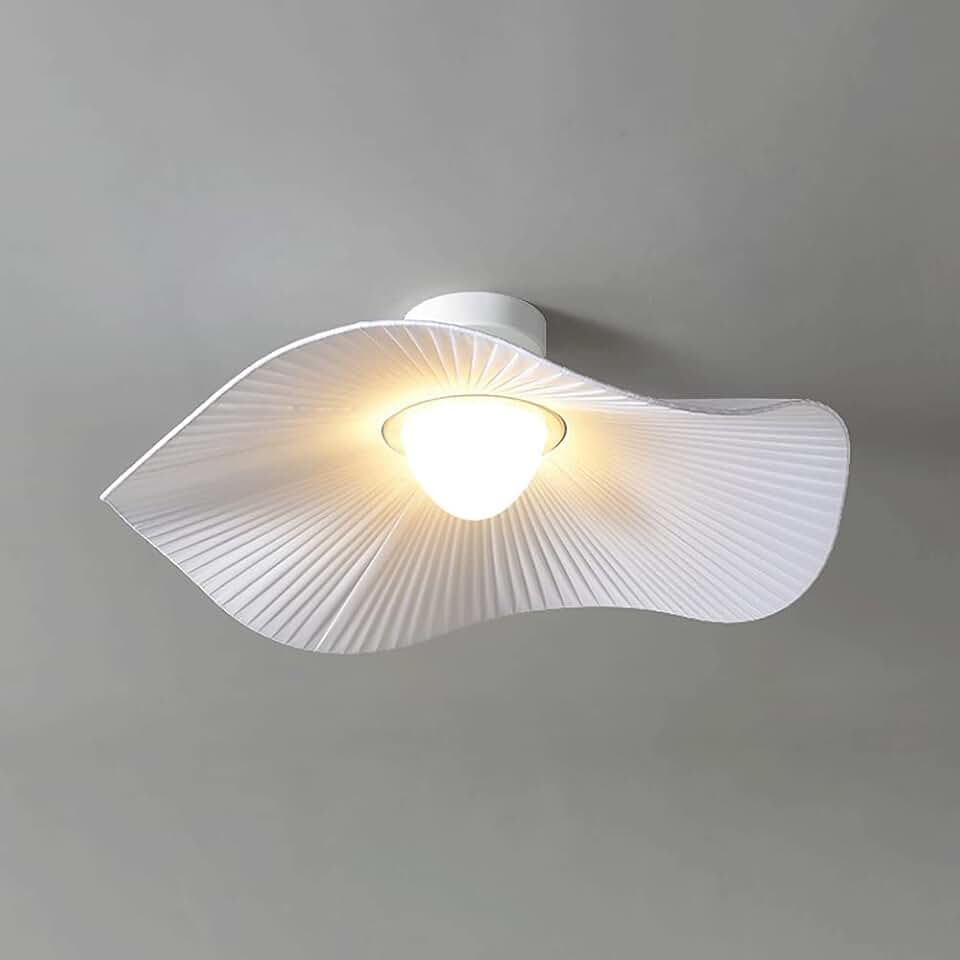 Simple White Ceiling Light Fixtures Creative Lotus Leaf Chandelier 1-Light Fixture Fabric Art Ceiling Lamp Living Room Lighting for Kitchen Island Dining Room/Large