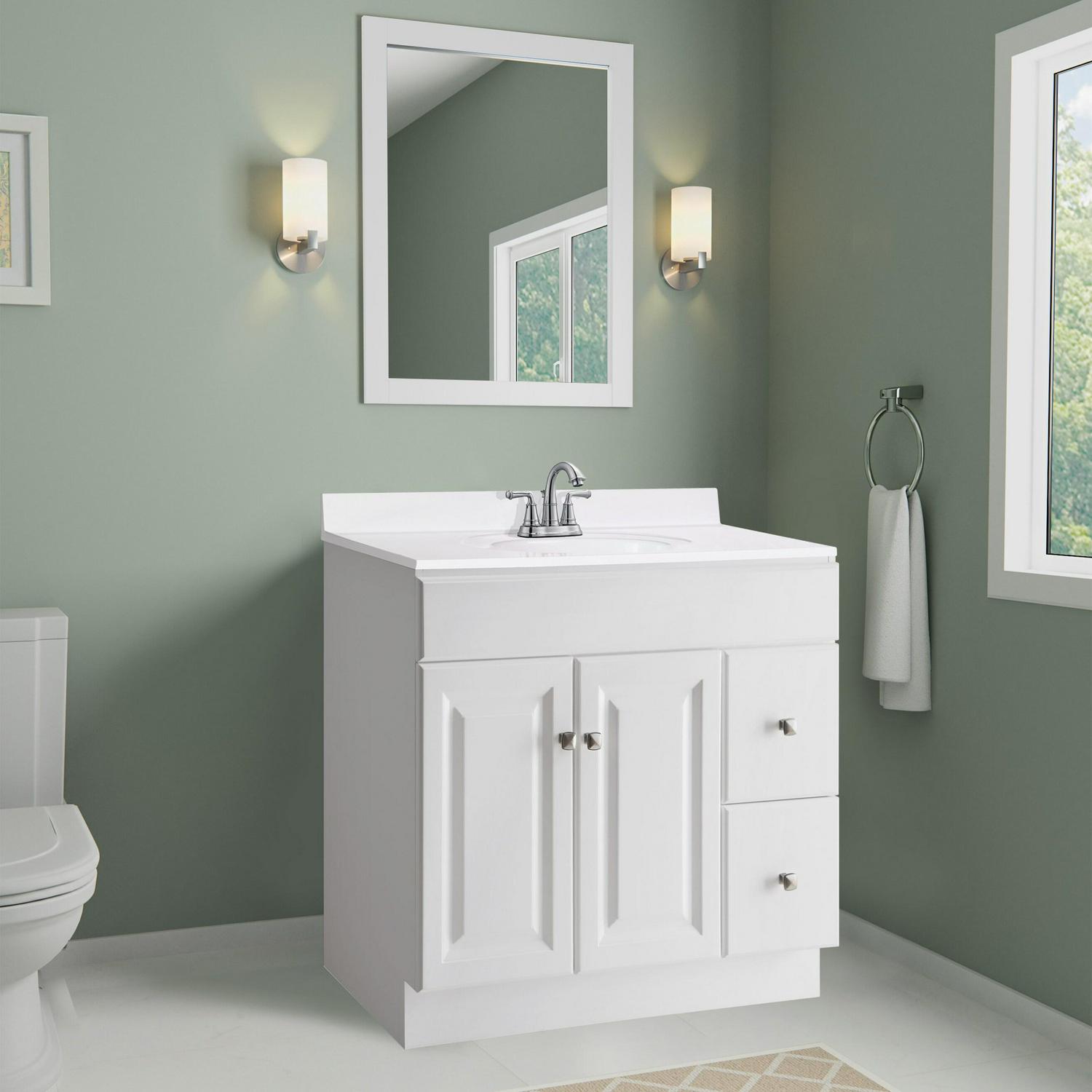 Design House 31-in Solid White Cultured Marble Integral Single Sink Bathroom Vanity Top