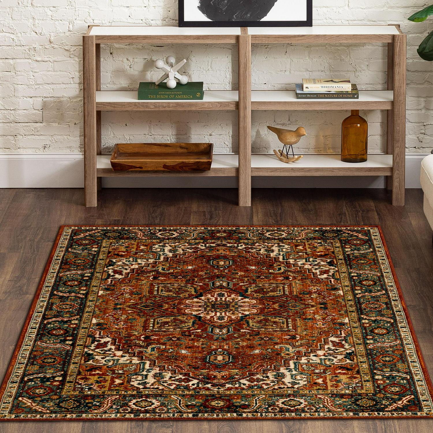 allen + roth with STAINMASTER Jezebel Performance 8 x 10 Garnet Indoor Floral Area Rug