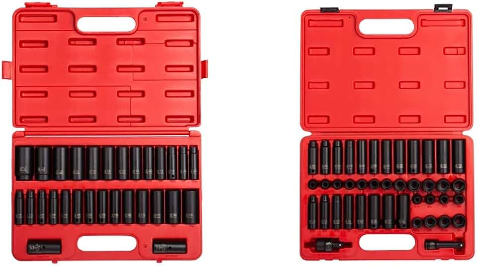 Sunex 5153DD, 1/2 In Drive Master Impact Socket Set, Double Deep, 29-Piece & 3342, 3/8 In Drive Master Impact Socket Set, 42-Piece, SAE/Metric, 5/16 In - 3/4 In, 8mm - 19mm