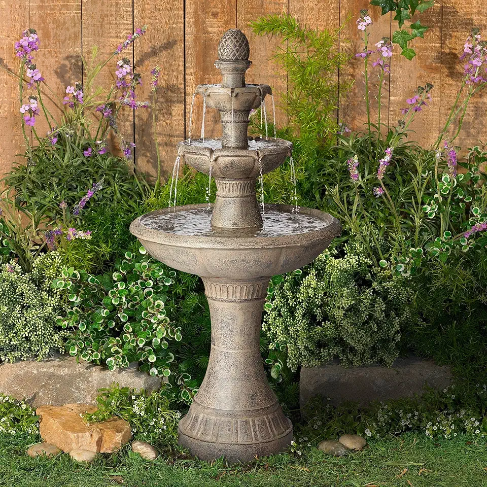 Louvre Italian Style 3 Tier Outdoor Floor Water Fountain with Light LED 44