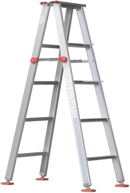 Step Stool High Metal Stepladders, Reinforcement Aluminum Alloy Ladder Bilateral Stable Ladder Material Thickened Mm, Non-Slip Foot Pads Household Ladder/49 X 91 X 144Cm