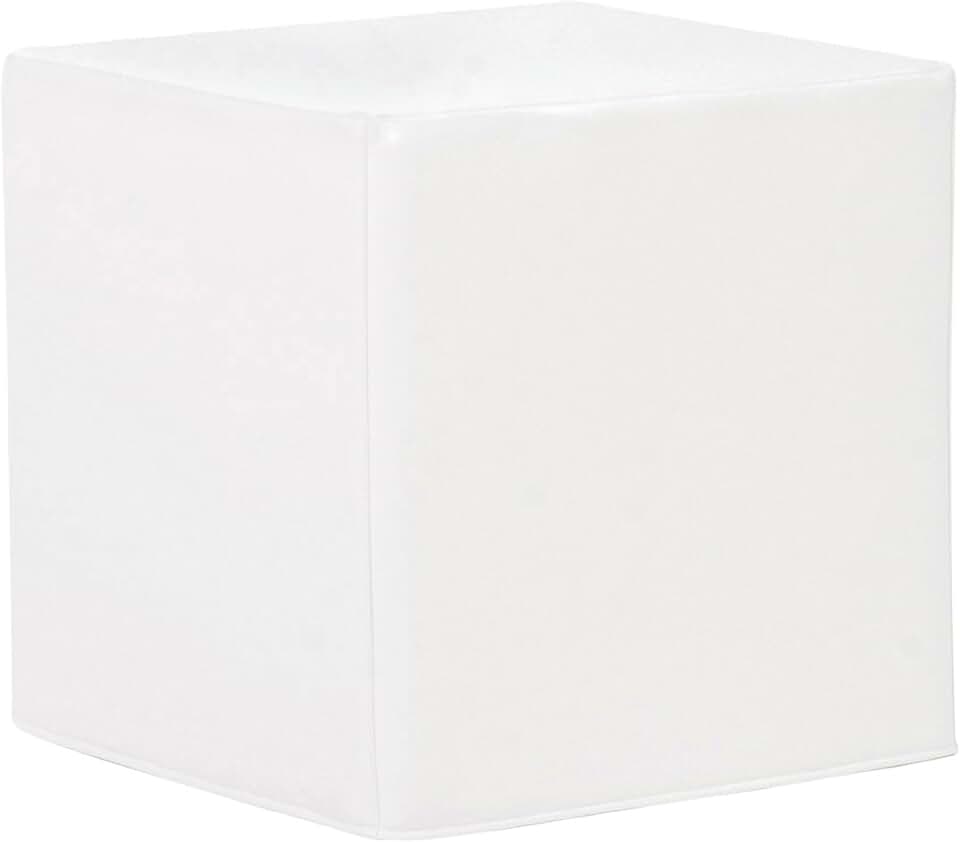 Howard Elliott No Tip Block Ottoman with Cover, Atlantis White