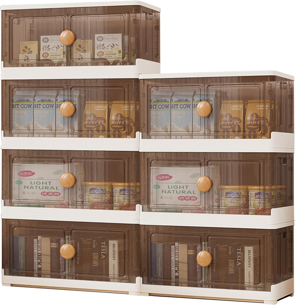 Stackable Storage Bins with Lids, 7 Packs 23 Gal Plastic Storage Containers, Closet Organizers and Storage