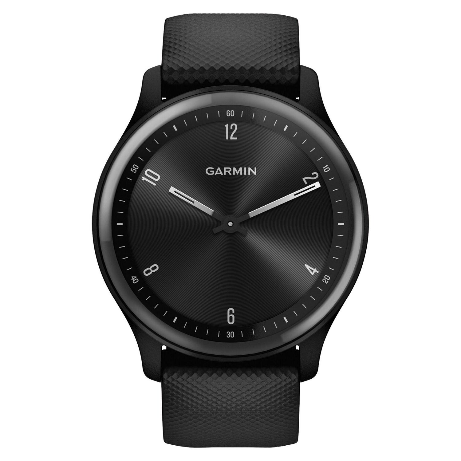 Garmin vívomove Sport Smartwatch with Silicone Band (Black Case, Slate Accents)