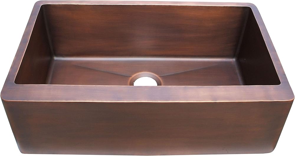 Apron Sink for Kitchen Made in Virgin Pure Copper Single Bowl with Apron Front Handcrafted by KSA311SM