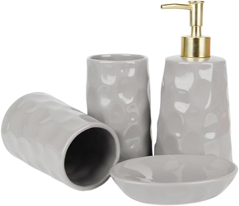 DGSEFD-23 Wash Basin Soap Box Toothbrush Cup Bathroom Toiletries Set Gray