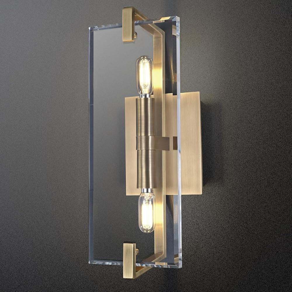K9 Brass Crystal Wall Sconces, Modern Sconces Wall Lighting Brass Sconces Wall Light fixtures Indoor for Living Room Bedrooms Hallway Fireplace Bathroom Staircases E12 Bulbs(Included)