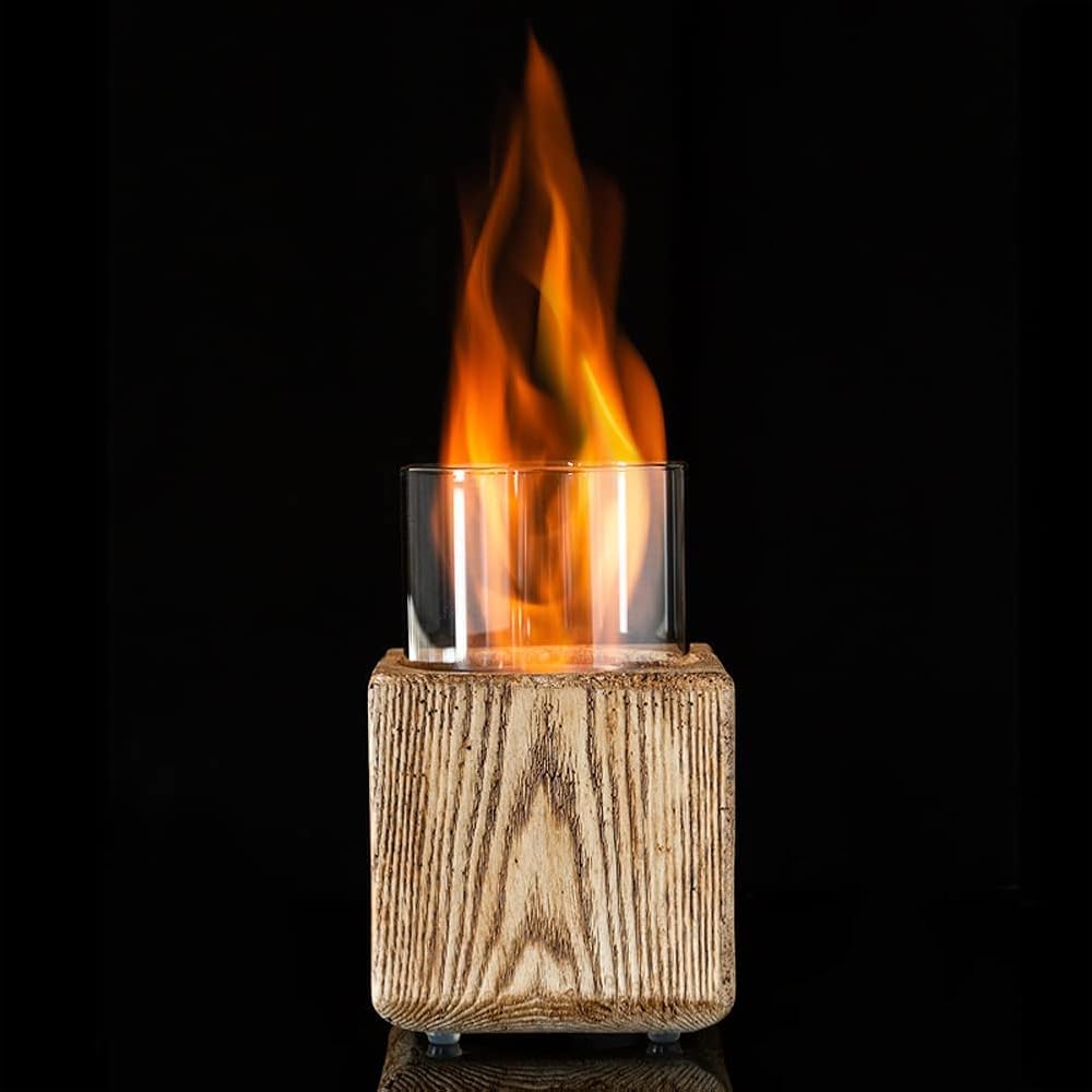 Tabletop Ethanol Fireplace, Alcohol Fireplace for Indoor Outdoor, with Windproof Glass Cover, Suitable for Home Garden Restaurant Tabletop,C