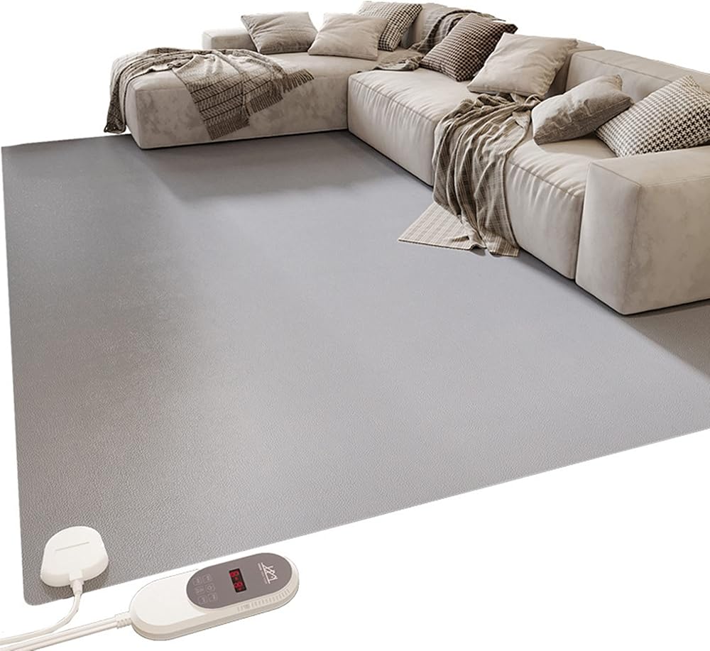 Infrared Radiant Floor Heater, Electric Heated Area Rug, Electric Heating Carpet, Indoor Floor Heater, Waterproof/6 Gear Adjustment, Great for Yoga,140x200cm