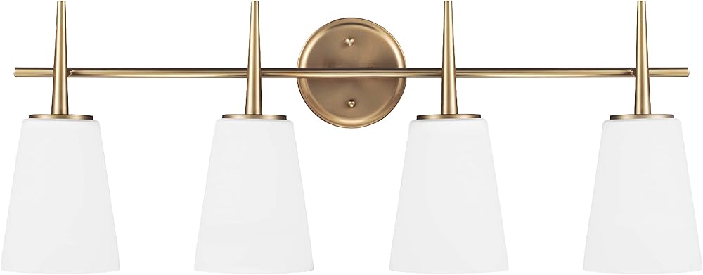 Generation Lighting 4440404EN3-848 Driscoll Four - Light Wall/Bath Vanity Style Fixture, Satin Brass