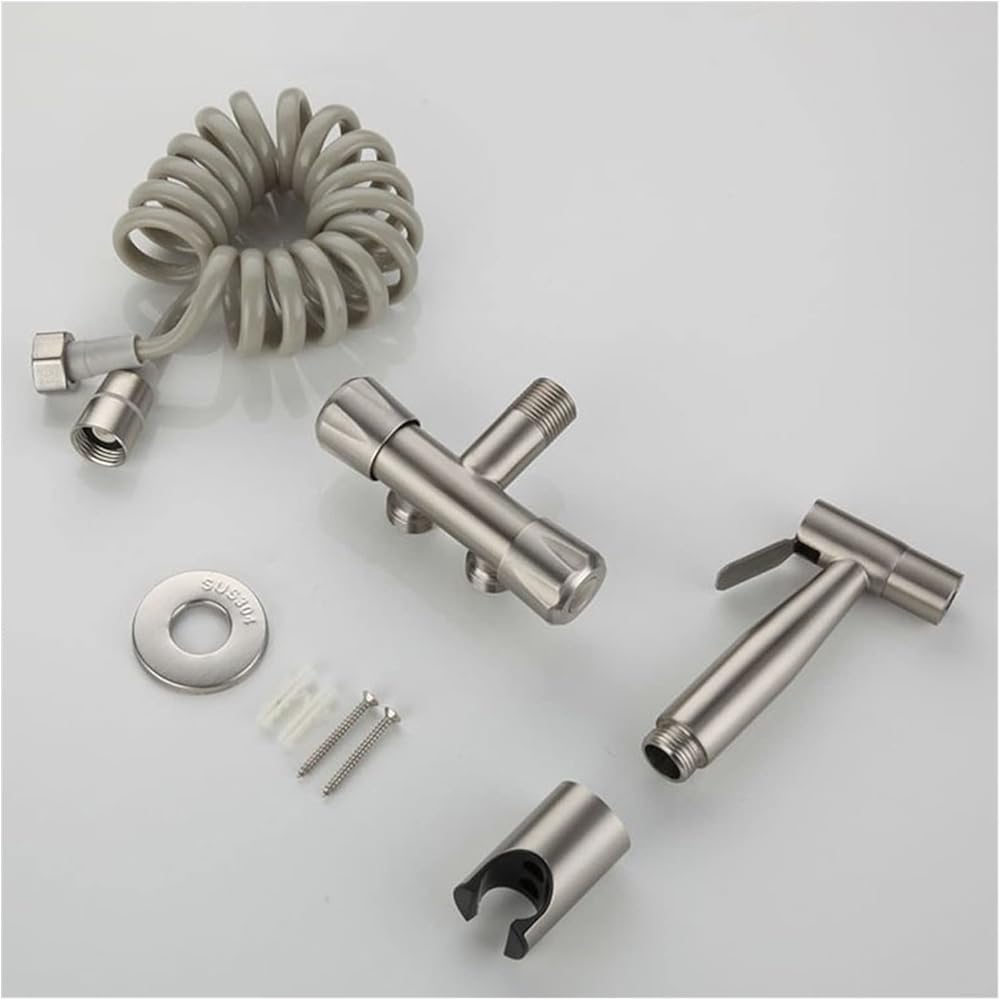 NMZAW-86 Toilet Stainless Steel Handheld Bidet Spray Shower Flushing Device Pet Bathroom Hand Sprayer Nozzle Showers Self Cleaning(D)