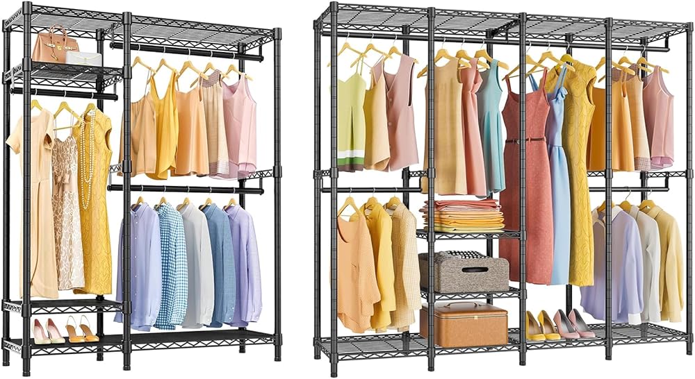 VIPEK V2 Metal Closet Rack & V40 Meidum Garment Rack Bundle, Multi-Functional Clothes Rack Heavy Duty Clothing Rack Free Standing Closet Rack